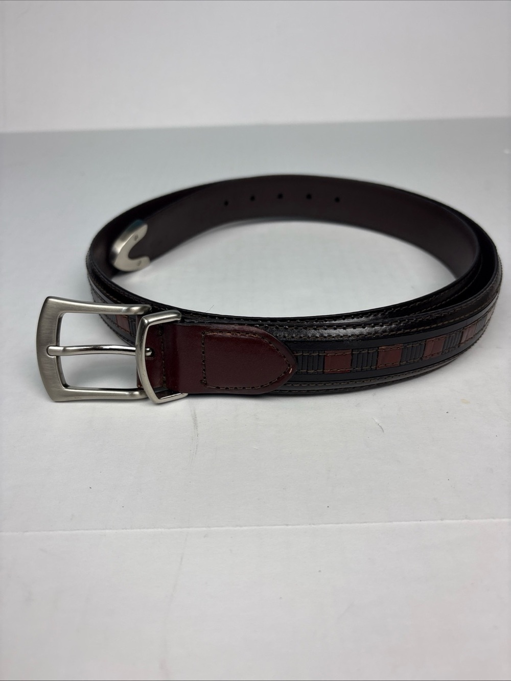 Hunt Club Men Size 40 Belt 4562 Dark Brown Silver Tone Buckle Genuine Leather